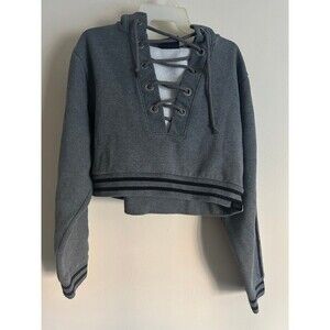 Fenty x Puma Rihanna Rising Sun Lace Up Cropped Hoodie Gray XS
